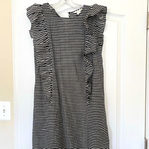 HM Gingham Print Ruffle Black and White Short Dress